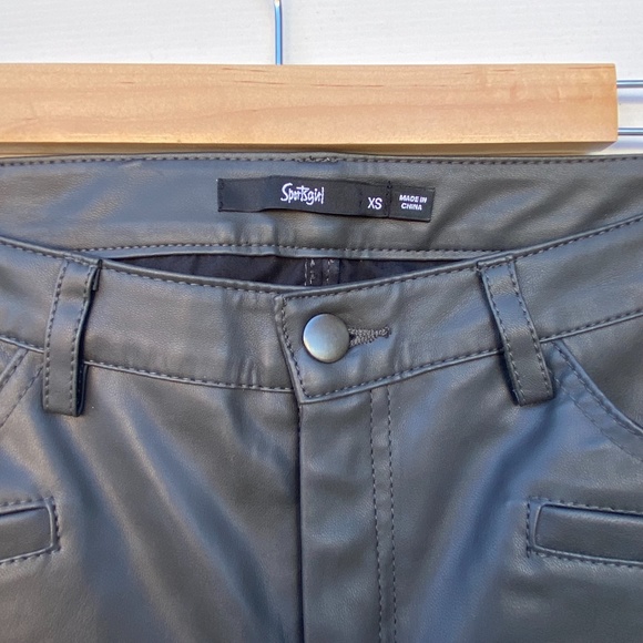 SPORTSGIRL Womens Size XS Dark Grey Faux Leather Look Biker Skinny Pants - Picture 5 of 14
